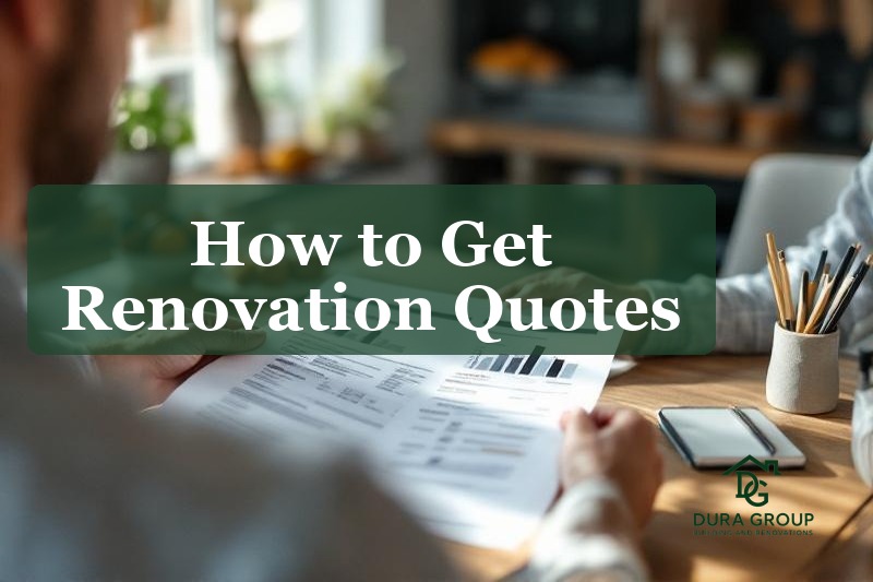 Homeowner and builder reviewing a renovation quote at a kitchen table