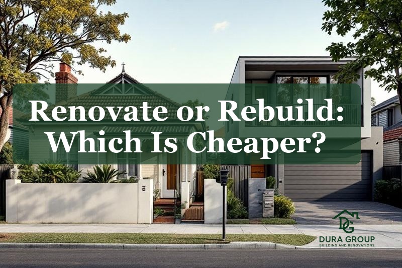 Older fibro cottage compared with a modern new build on a Sydney street