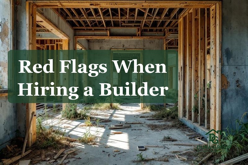 Unfinished construction site showing warning signs of an unreliable builder