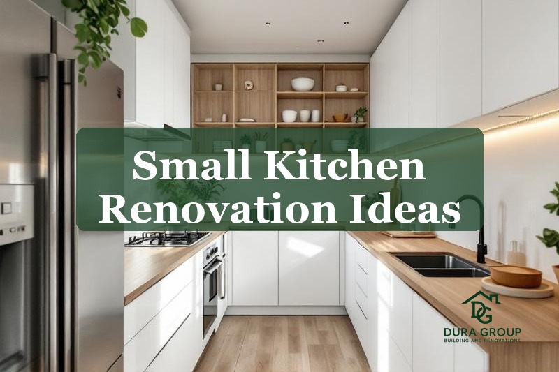 Small galley kitchen renovation with white cabinetry and smart storage solutions